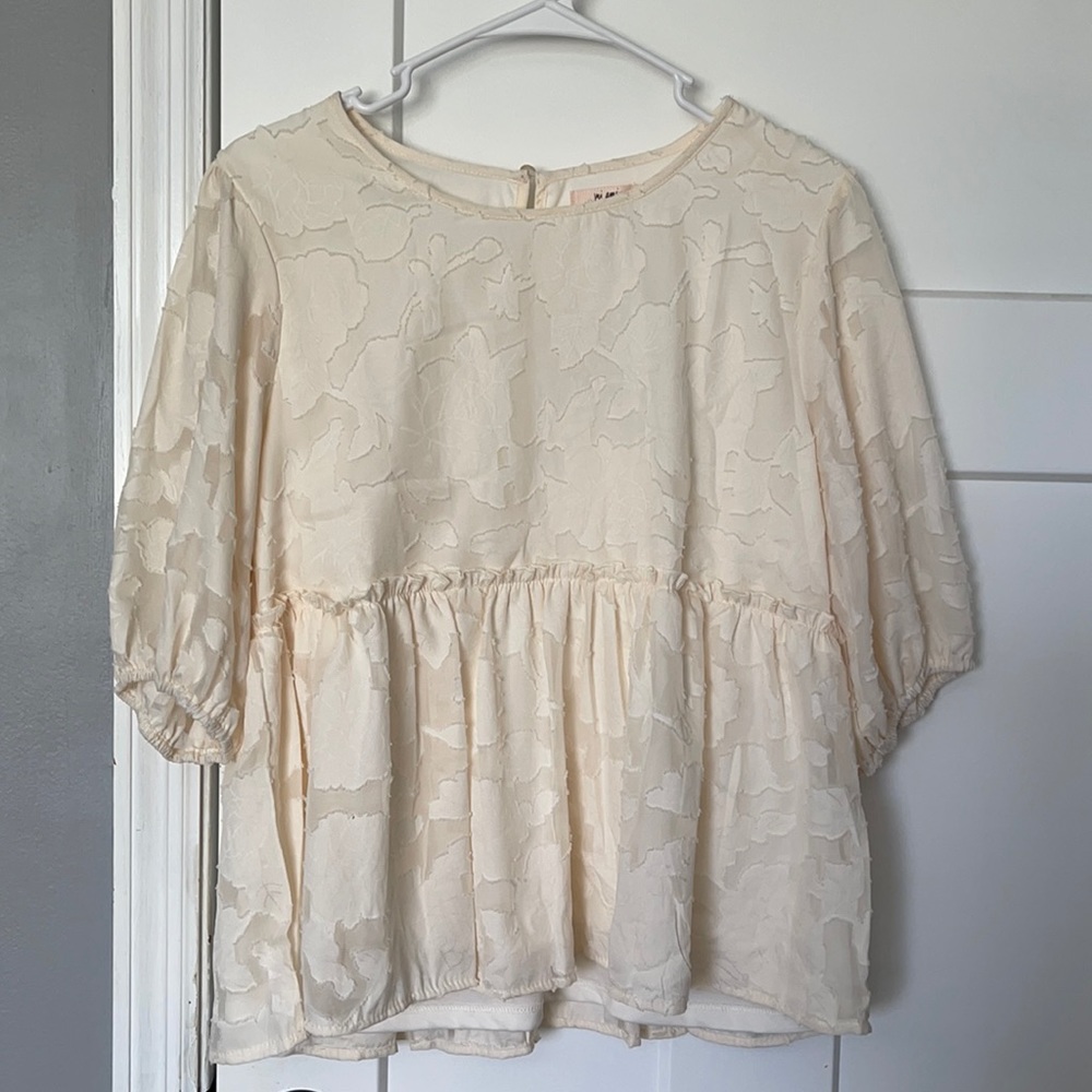 Cream Peplum Blouse